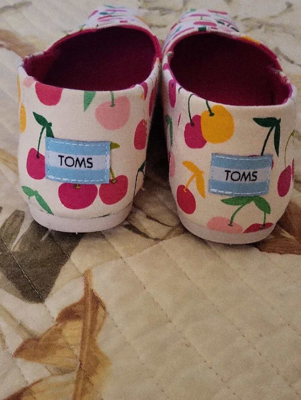TOMS Cherry Canvas Slip-Ons, NWOT